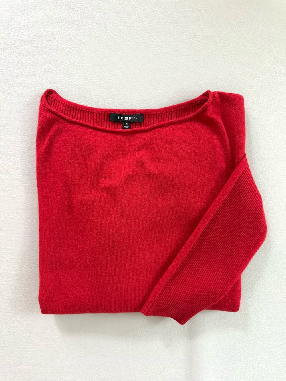 Lafayette 148 Red Sweater Women’s Small Dolman Sleeve Ribbed Knit & Merino Wool
